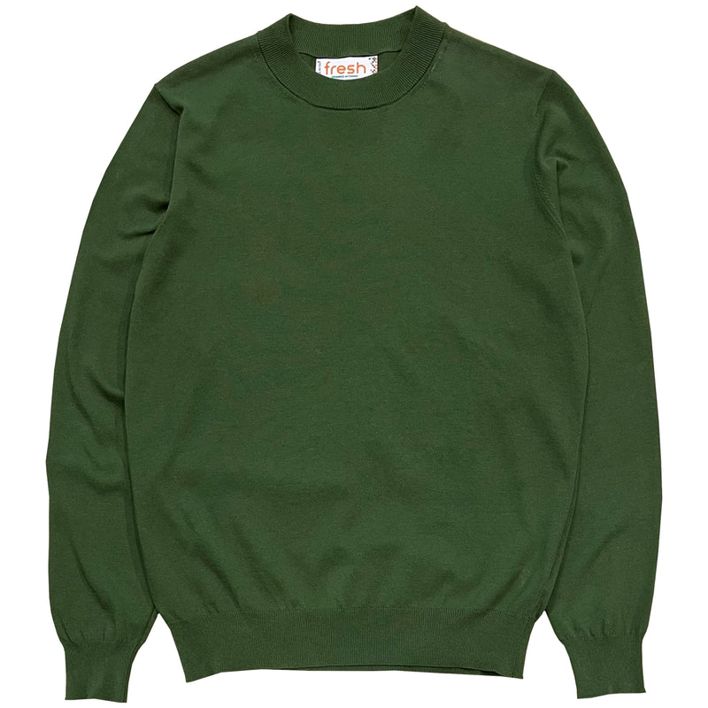 FRESH Extra Fine Crepe Cotton Green Sweater
