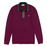 LACOSTE Regular Fit Cotton Piqué Polo Shirt Bordeaux / White / Green • 3MT