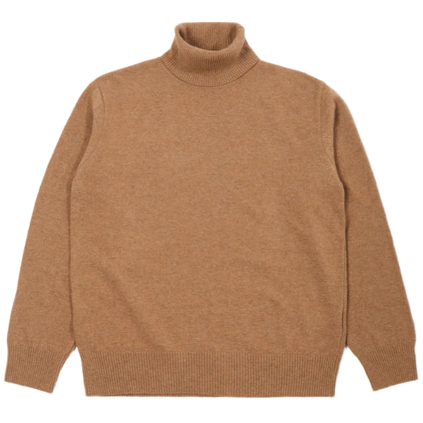 UNIVERSAL WORKS Roll Neck In Camel Recycled Wool