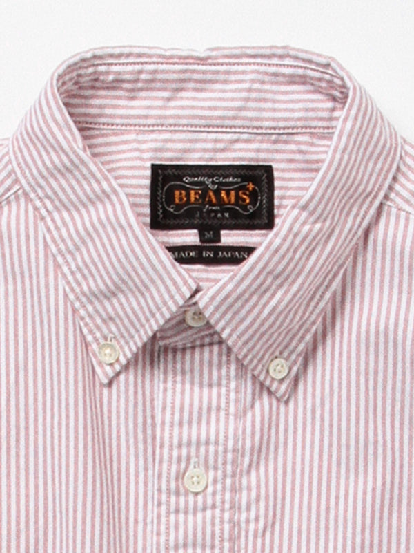 BEAMS PLUS B.D. Oxford Candy Stripe Shirt Wine