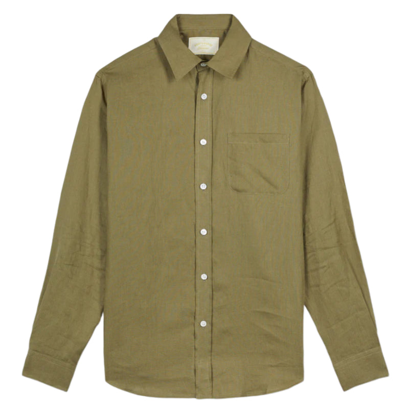 PORTUGUESE FLANNEL Linen Olive Shirt