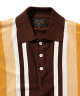 BEAMS PLUS Knit Polo Stripe 12G Brown