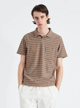 UNIVERSAL WORKS Vacation Polo Japanese Stripe Knit Sand