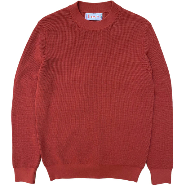 FRESH Crepe Cotton Crewneck Sweater In Cayenne Red