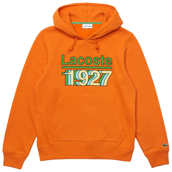 LACOSTE Vintage Printed Hooded Fleece Sweatshirt Orange