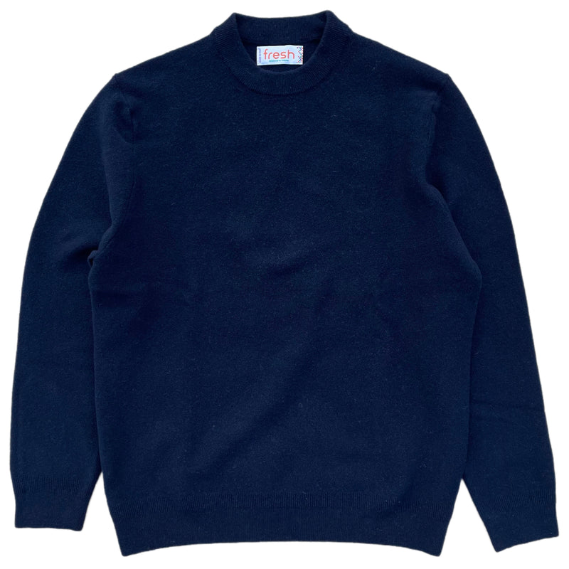 FRESH Crew Neck Wool Sweater Navy