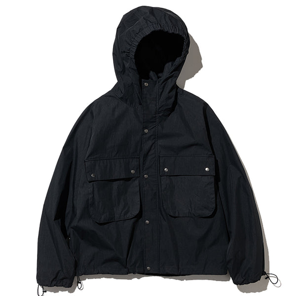 UNIFORM BRIDGE Hooded Short Parka Black