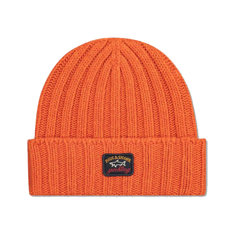 PAUL & SHARK Ribbed Eco-Wool Beanie Orange