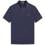FRED PERRY Twin Tipped Polo Shirt M12 Navy Nut Flake