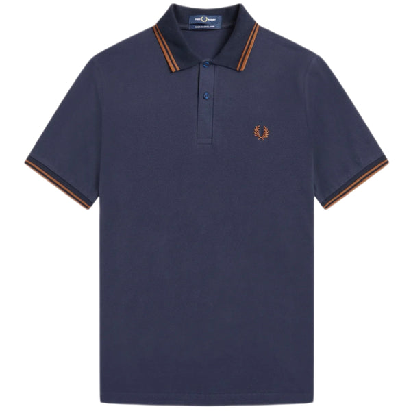 FRED PERRY Twin Tipped Polo Shirt M12 Navy Nut Flake