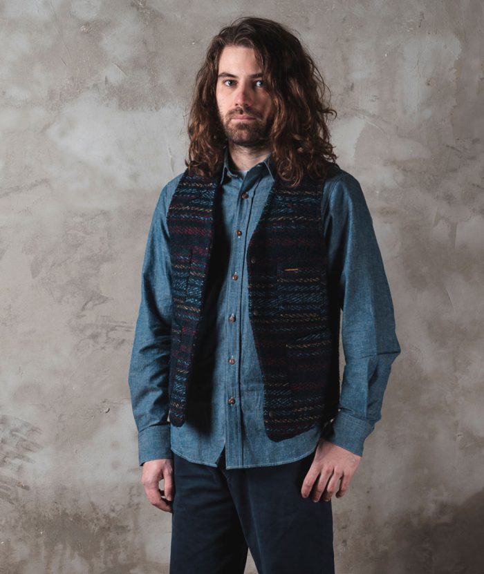 THE QUARTERMASTER Striped Wool Vest Blue