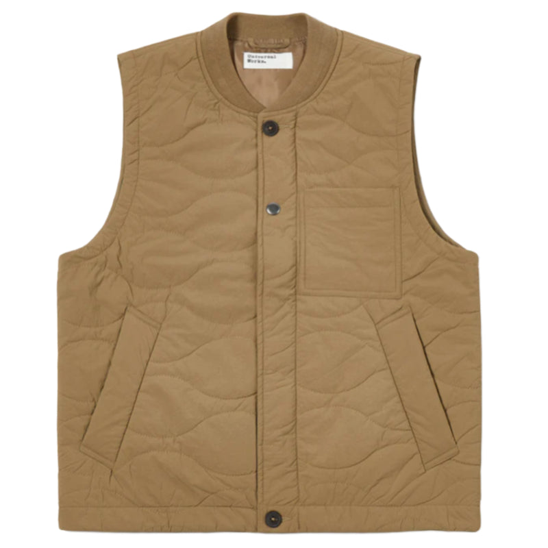 UNIVERSAL WORKS Carlton Gilet In Sand Recycled Nylon