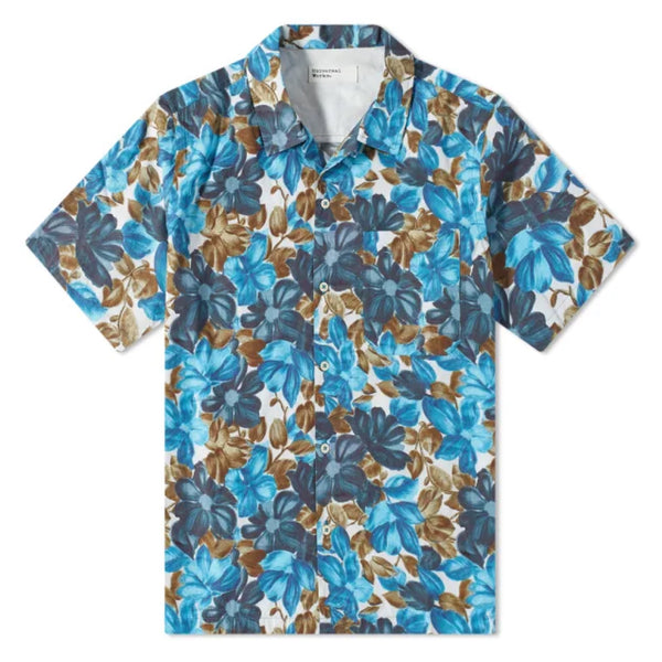 UNIVERSAL WORKS Camp Shirt Organic Print Amalfi