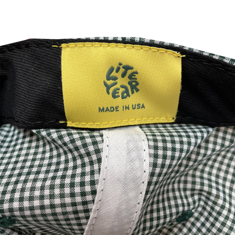 LITE YEAR Six Panel Gingham Cap Green