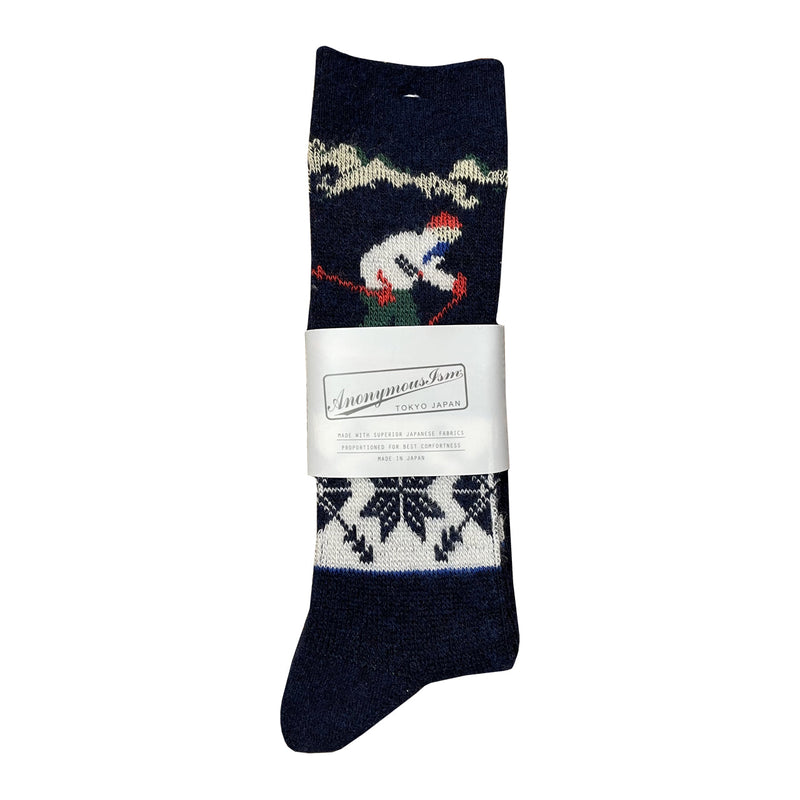 ANONYMOUS ISM Ski Jacquard Crew Sock Navy