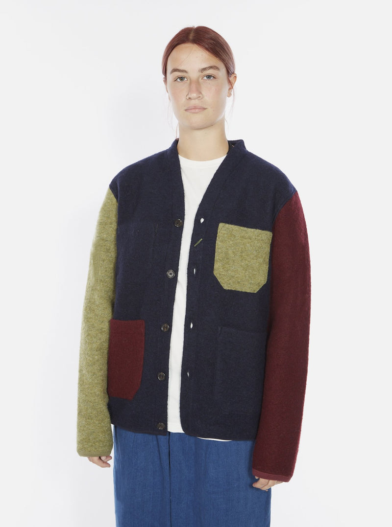 UNIVERSAL WORKS x Fresh Cardigan Wool Fleece Navy