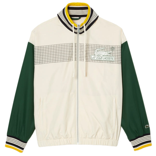 LACOSTE Recycled Polyester Track Jacket White Green