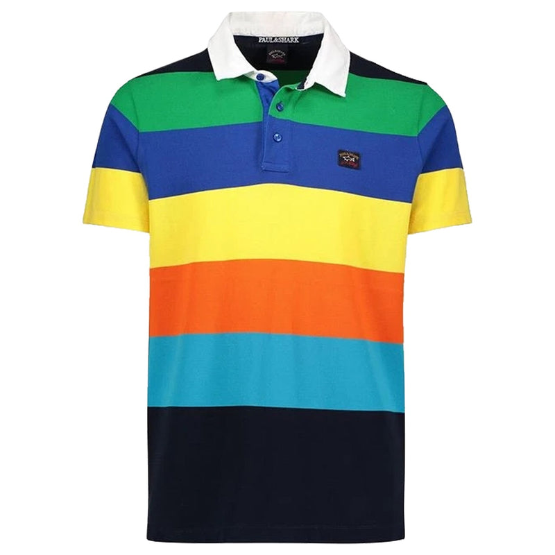 PAUL & SHARK Striped Organic Cotton Polo Navy