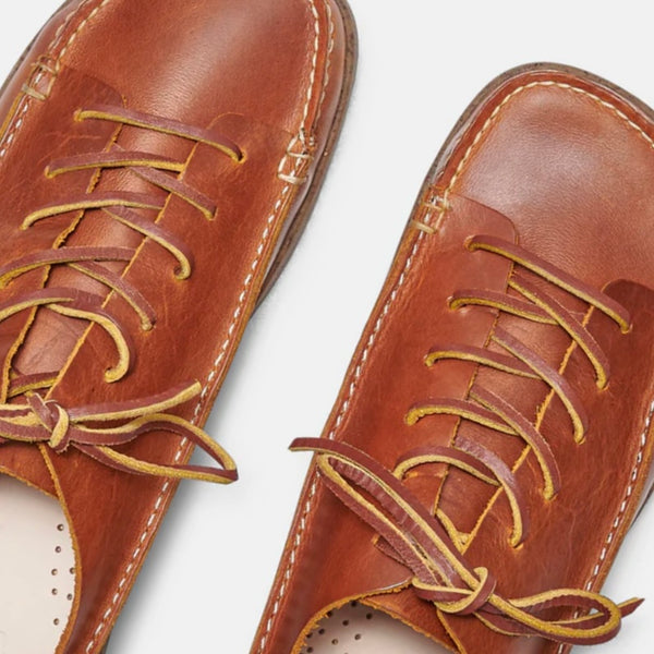 YOGI Finn Leather Shoe On Negative Heel Apricot