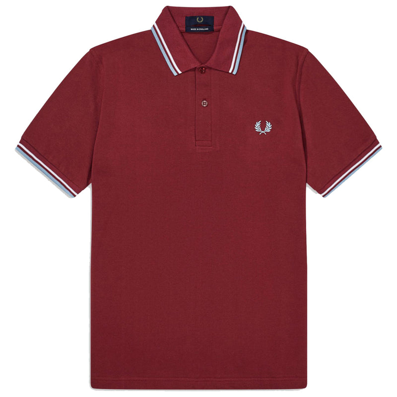 FRED PERRY Twin Tipped Shirt M12 Maroon White Ice
