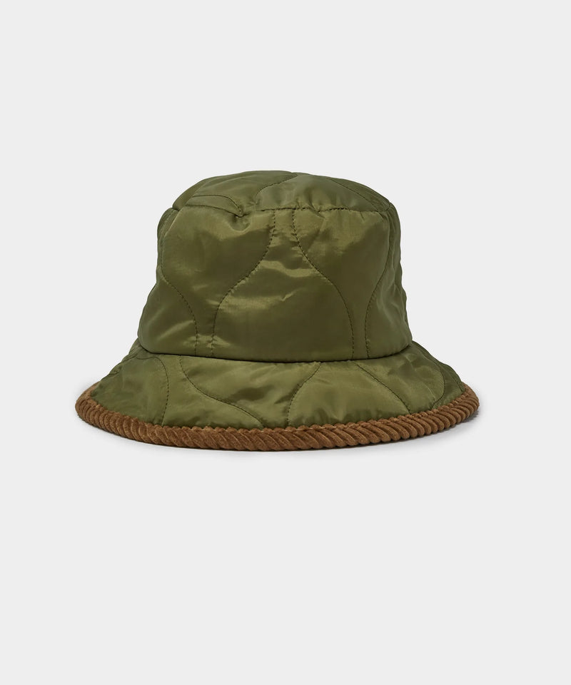 CABLEAMI Military Quilted Bucket Hat Olive Green