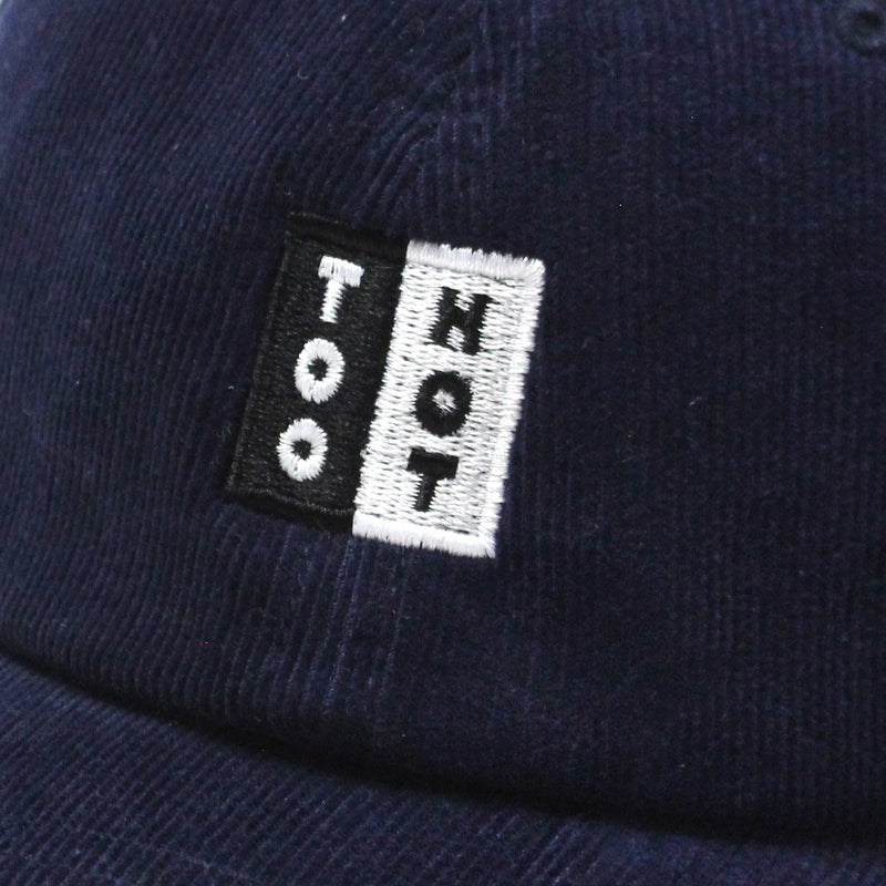 TOO HOT Navy Blue Needle Cord Embroidered Logo Cap