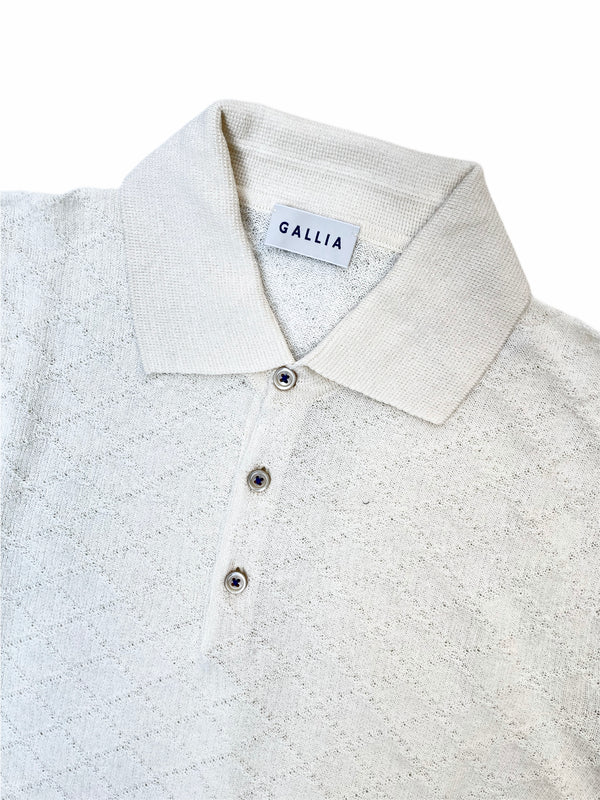 GALLIA Buttle Short Sleeve Polo White