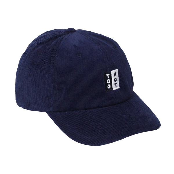 TOO HOT Navy Blue Needle Cord Embroidered Logo Cap