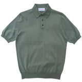 FRESH Extra Fine Crepe Cotton Knitted Polo In Olive Green