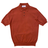 FRESH Extra Fine Crepe Cotton Knitted Polo in Cayenne Red