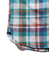 BEAMS PLUS B.D. Pullover Short Sleeve Indian Madras Check Sax ed