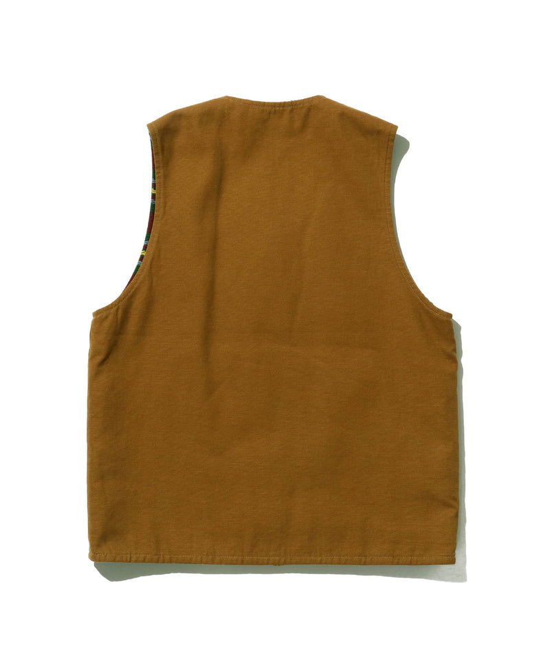 BEAMS PLUS Work Zip Vest Reversible Brown