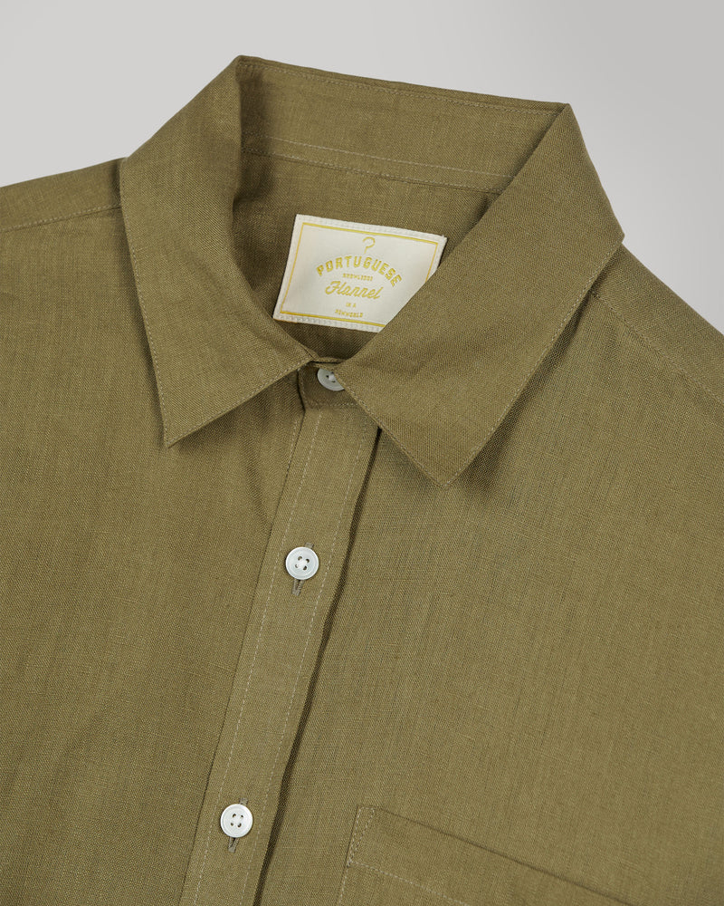 PORTUGUESE FLANNEL Linen Olive Shirt