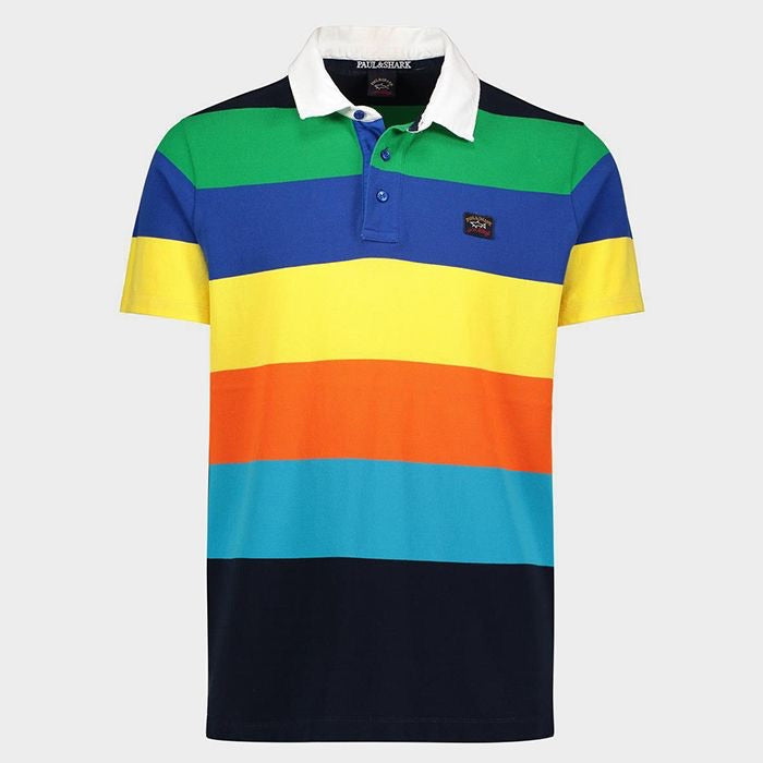 PAUL & SHARK Striped Organic Cotton Polo Navy