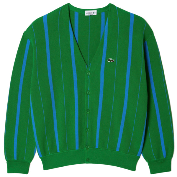 LACOSTE Men’s Lacoste V-neck Organic Cotton Cardigan Green Blue